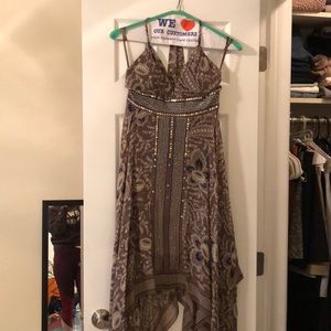 Beautiful, light brown paisley high-low dress!